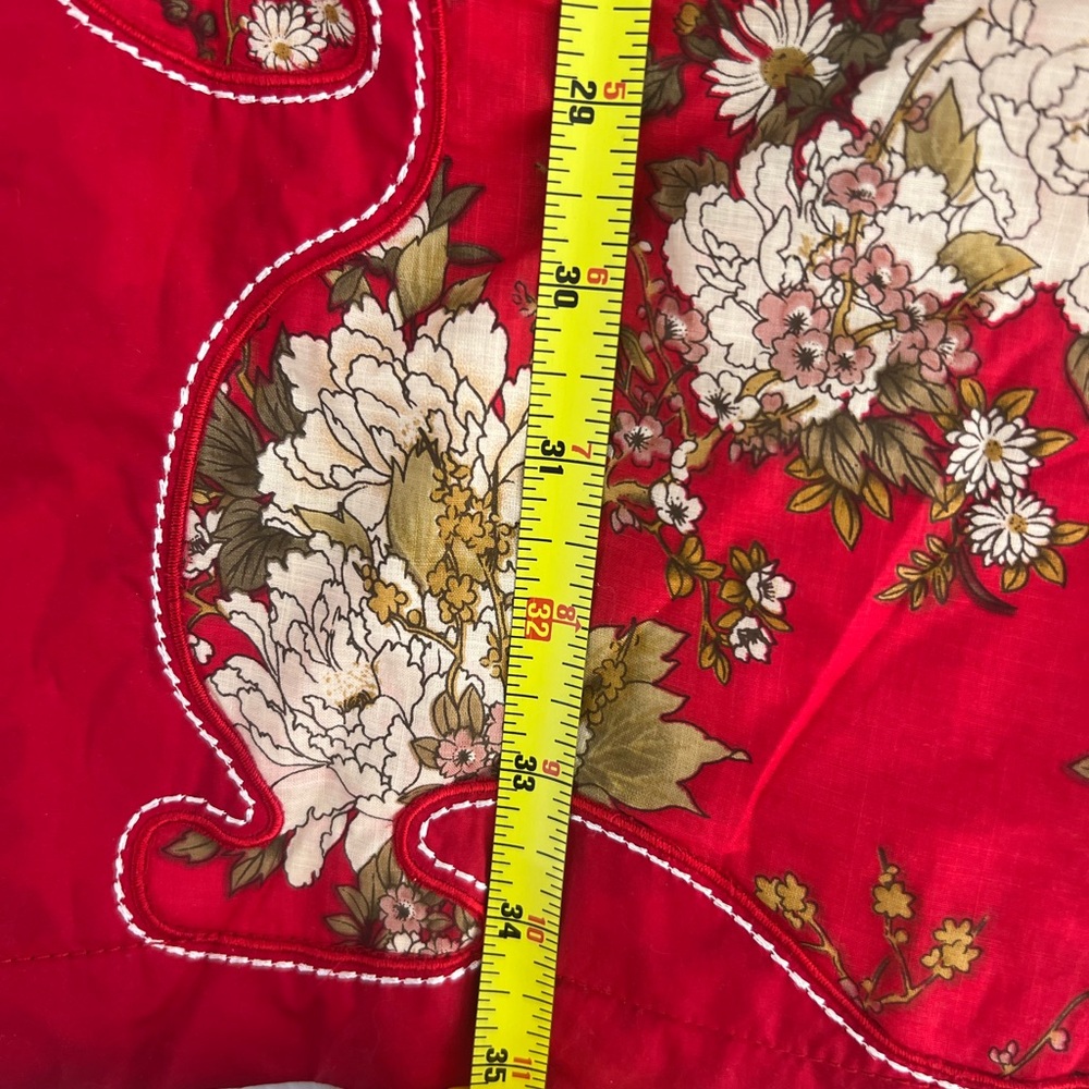 Tang Chao Red Floral Qipao Cheongsam Dress Cotton Mandarin Collar Size M - Picture 5 of 10
